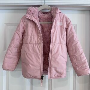 The North Face Reversible Mossbud Swirl Pink Faux Fur-Lined Jacket